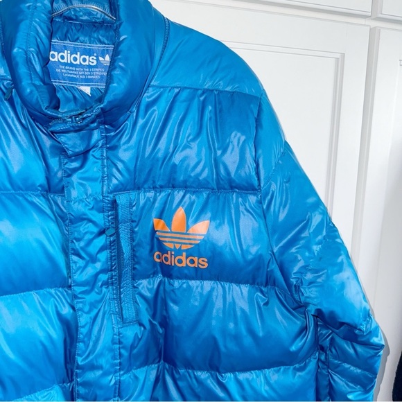 Adidas Adicolor Down Puffer Jacket Blue Sz Large - Picture 9 of 16